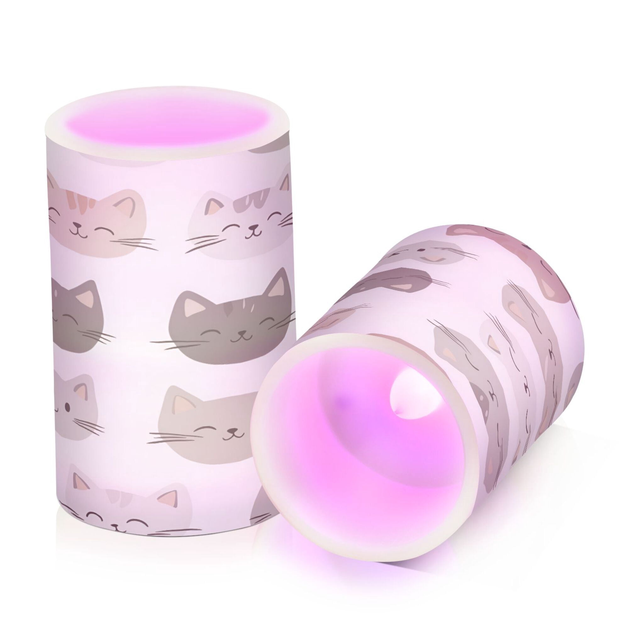 Yayeee Flameless Candles with Remote Flickering Battery Operated Multi Color Changing, Light Gray Cat Pattern