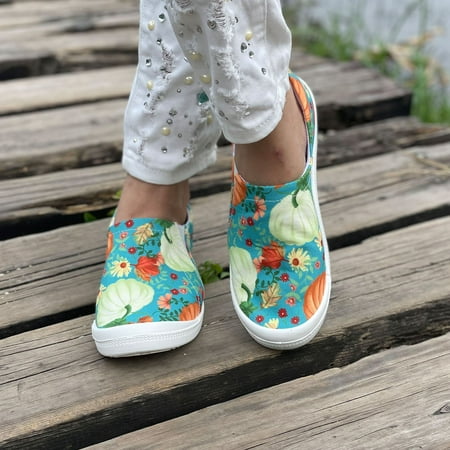 

Fjofpr Women Shoes Clearance Halloween Flat Bottomed Low-cut Canvas Shoes One-foot Lazy Version Student Casual Flat Shoes