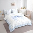 thumbnail image 2 of Erosebridal Blue Princess Bow Bedding Comforter Set, Cartoon Buffalo Queen Bedding Sets for Kids Teens Girls, Reversible, 7pcs, 2 of 6