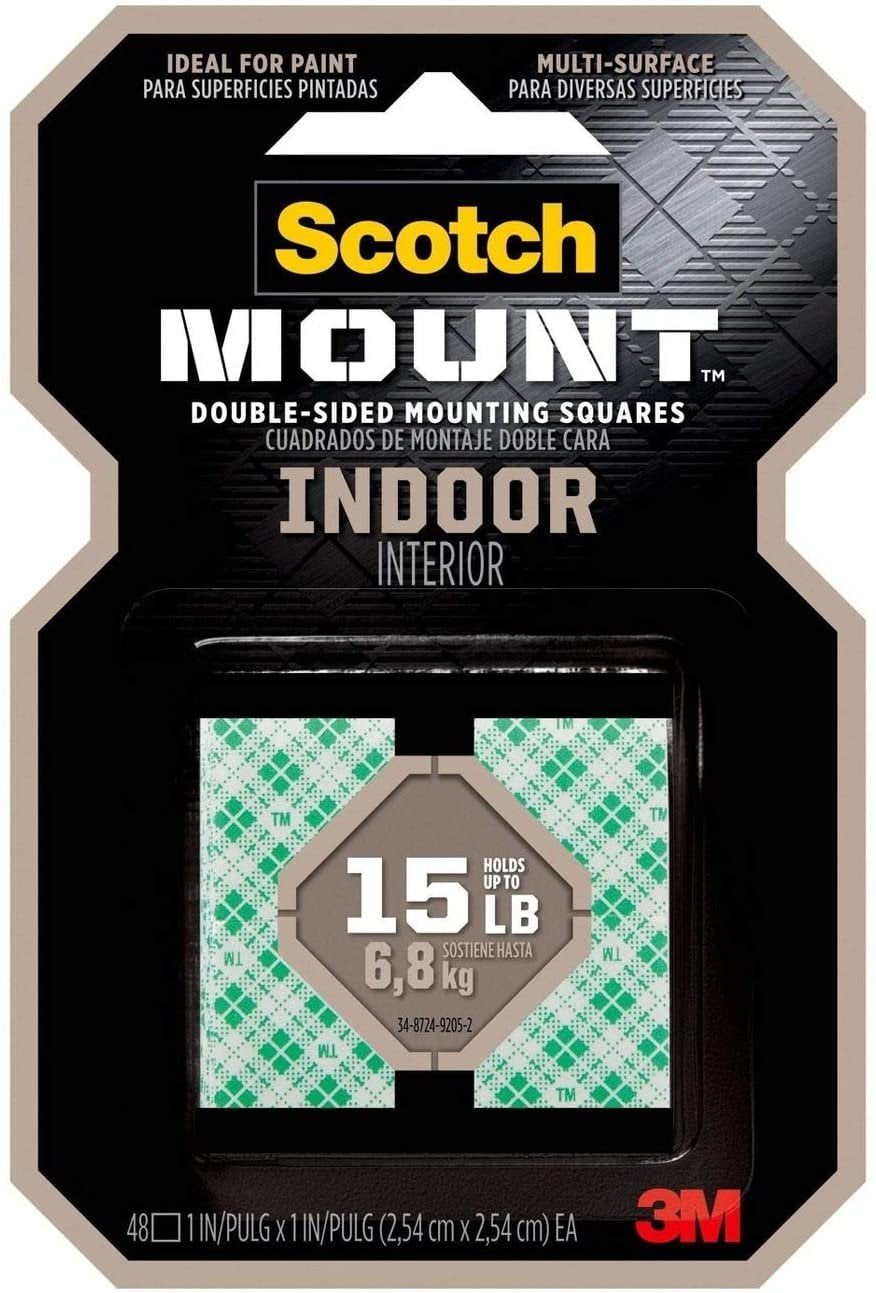 1 in x 1 in 48/pk Scotch-Mount Indoor Double-Sided Mounting Squares 111H-SQ-48 