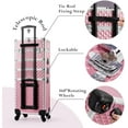 thumbnail image 5 of Professional 4 in 1 Rolling Makeup Train Case with Wheels Cosmetic Trolley and Cosmetology Cart Trunk for Makeup Artists Hairstylists Nail Techs and Salons Large Capacity Pink, 5 of 14