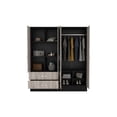 thumbnail image 3 of We Have Furniture Armoire Ron, Double Door Cabinet, Black Wengue/ Light Gray Finish, 3 of 6