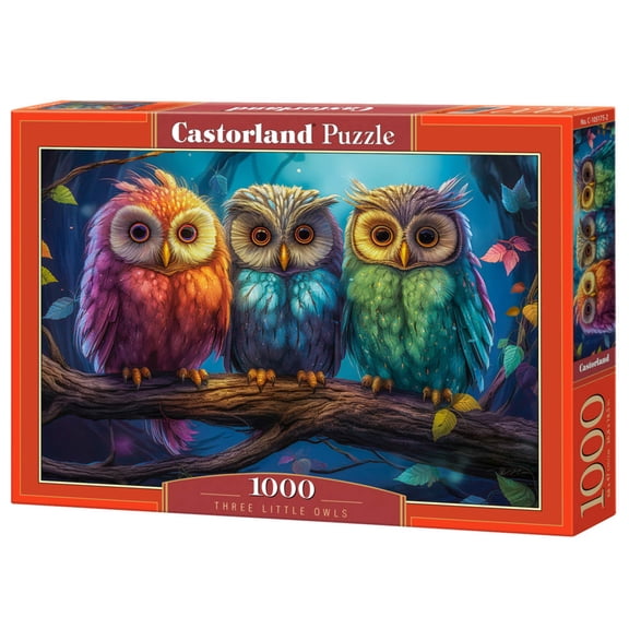 1000 Piece Jigsaw Puzzle, Three Little Owls, Animal Puzzles, Colorful birds, Adult Puzzle, Castorland C-105175-2
