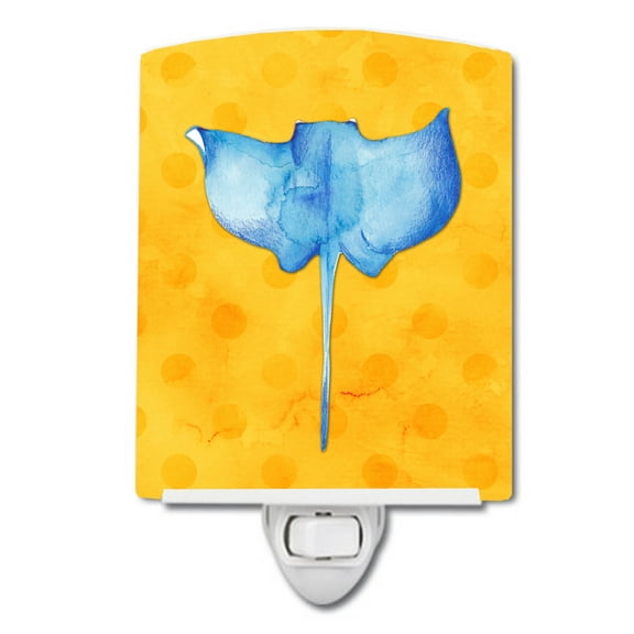 Caroline's Treasures BB8237CNL Sting Ray Yellow Polkadot Ceramic Night Light, Yellow, 6x4x3", multicolor