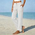 thumbnail image 5 of IMENGL Women's Wide Leg Pants Soft High Waist Elasitc Straight Linen with Pockets Trousers Loose Casual Cropped Pant for Womens,M-XXXL, 5 of 7