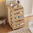 thumbnail image 3 of Tall Dresser for Bedroom with 5 Drawers, Fluted Chest of Drawers with Round Curved Corner, Hidden Handles, Modern Wood Storage Organizer for Bedroom, Nursery, Living Room, 3 of 7