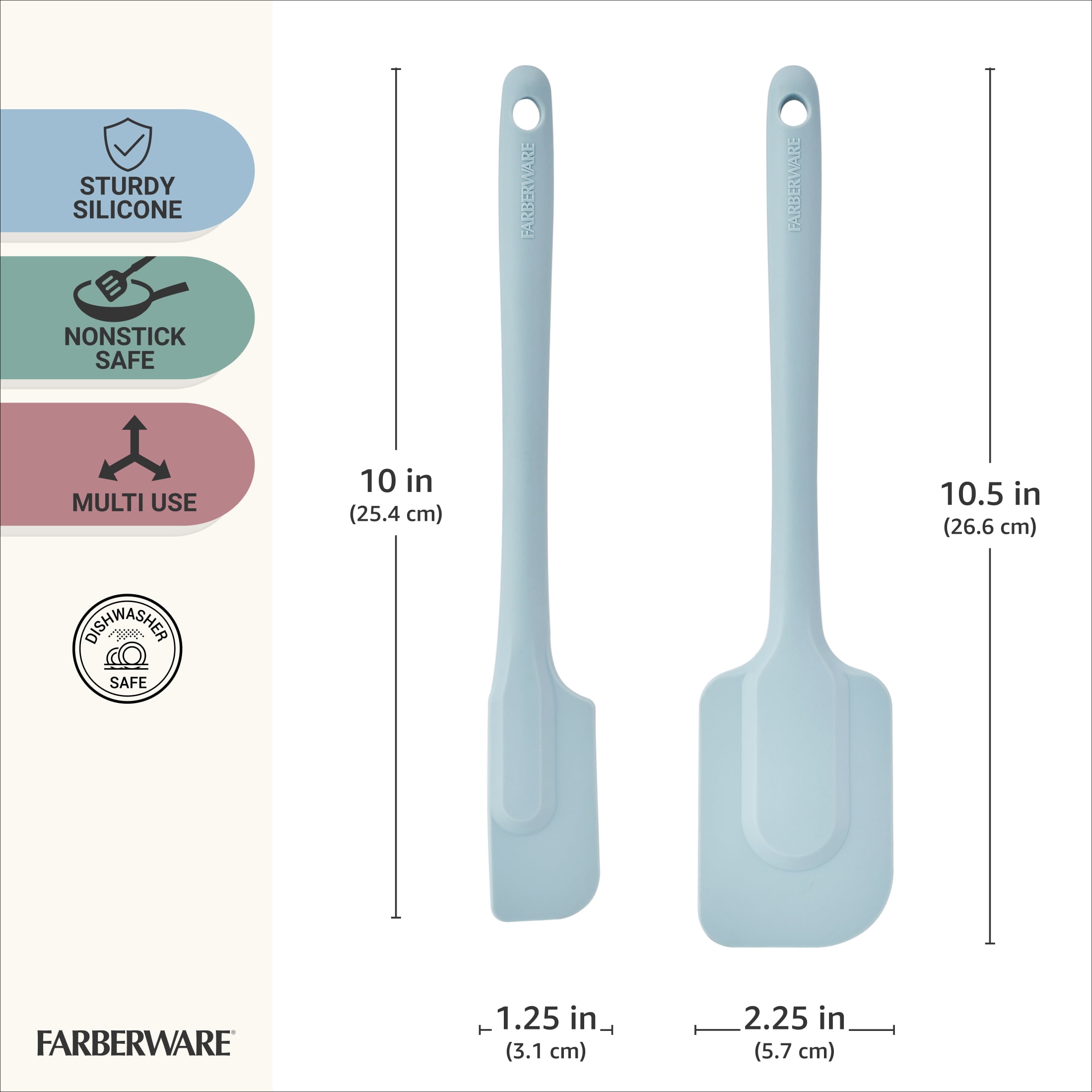 Farberware Soft Grips 2-piece Silicone Kitchen Spatula and Jar Spatula Set Slate Blue