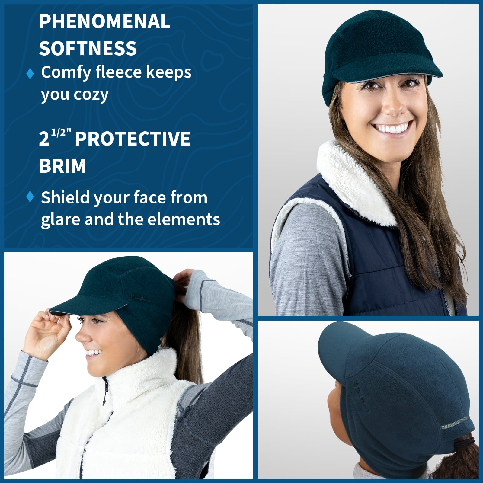 〽️Women\'s Orange Winter Reflective Fleece Ponytail Hat with Ear Warmers Women main image 3