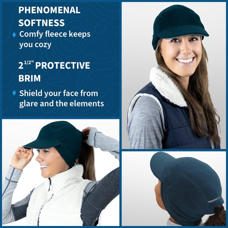 Women\'s Heather Grey Trailblazer Reflective Fleece Ponytail Hole Winter Hats TrailHeads Fleece Ponytail Hat with Drop Down Ear Warmer  main image 3