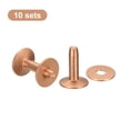 thumbnail image 3 of Uxcell 10 Set 9x3.3x14mm Solid Copper Rivets and Burrs Leather Fastener, Copper Tone, 3 of 5