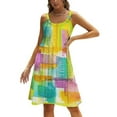 thumbnail image 1 of Robe Dos Nu à Lacets, Col Carré, Nœud en Cœur, Robe Évasée, Ville Ensoleillée, Colorée, Moderne, Cool, 1 of 5