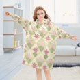 thumbnail image 5 of FORMRS Wearable Blanket Hoodie with Sleeves for Kids Cozy Flannel Sweatshirt, Pastel Green Geometric, 5 of 7