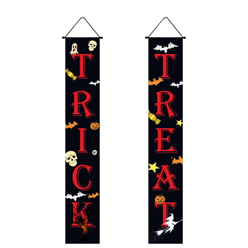 Halloween Porch Sign Front Door Sign Scary Hanging Banner Sign for ...