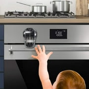 Child Safety Heat-Resistant Oven Door Lock, Oven Front Lock for Kids Easy to Install, Use 3M Adhesive,No Screws or Drill (Clear-Black)