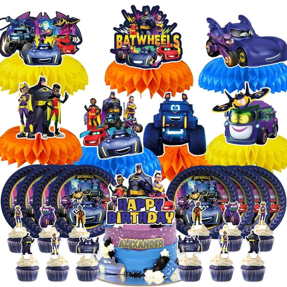 Batwheels Party Supplies Decor Plates Fans Decorations Honeycomb Centerpieces Cake Toppers