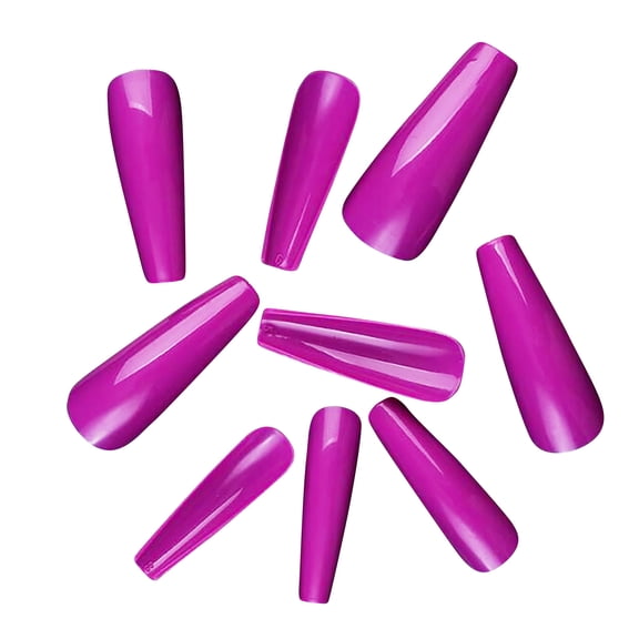 100PCS Long Press on Nails Coffin Ballerina Full Cover Fake Nail Tips Glue on Nails Glossy Stick on Nails with Box DIY Artificial False Nails for Women Girls Nail Art Decoration