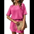 thumbnail image 2 of Conjuntos de Pijama para Mujer, Conjunto de Dos Piezas de Punto Gofre, Chándal con Bolsillos, Color Rosa y Rojo, Talla M, 2 of 9
