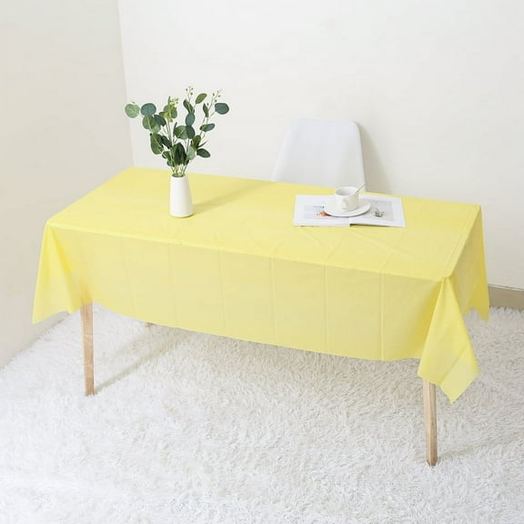 XmhyTop 10Pcs Colorful Rectangle Plastic Tablecloth Disposable Waterproof Party Table Cloth 53.93x107.87'' Tablecloth Tablecloths for Picnic Kitchen Birthday (Yellow)