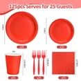 thumbnail image 2 of 125 Pcs Red Party Supplies Set Include Paper Plates Cups Napkins Plastic Knives for 25 Guests Disposable Party Dinnerware for Birthday Wedding Family Picnic, 2 of 6