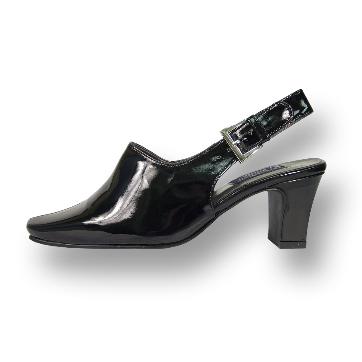 PEERAGE Dana Women's Wide Width Patent PU Slingback Dress Pump BLACK 8