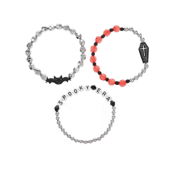 Way to Celebrate "Spooky Era" Halloween Beaded Stretch Bracelet Set, 3 Pieces