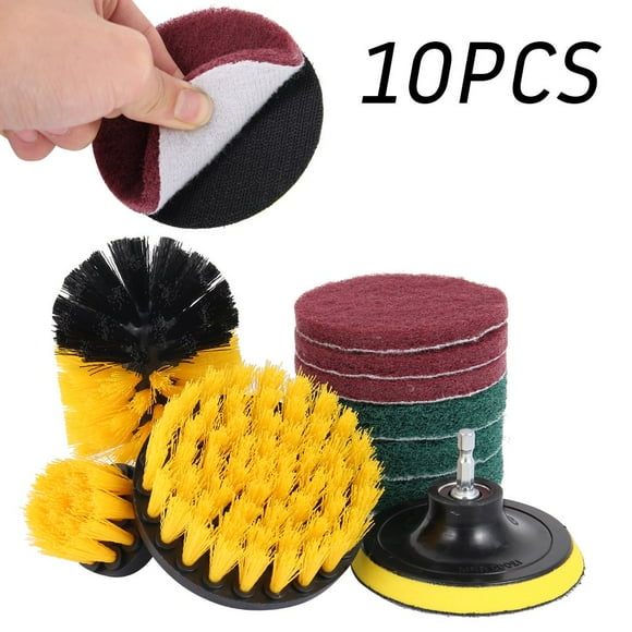 MesaSe 10 Pcs Drill Brush Attachment Set Power Scrubber Drill Brush Bathroom Cleaning Kit for Cleaning - Bathroom Kitchen,Car Grout Carpet Floor Tub Tile Corners
