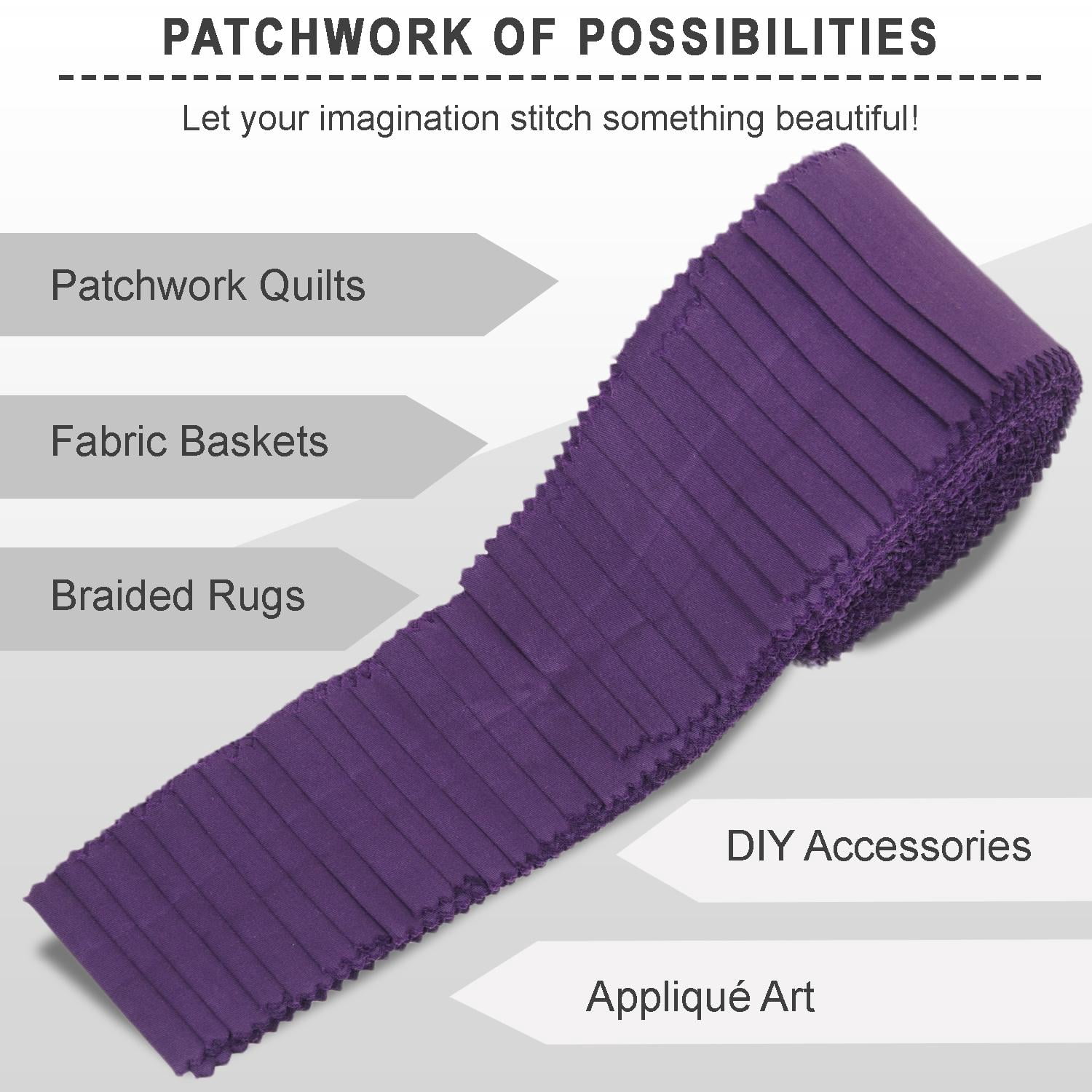 Soimoi Solid Jelly Roll Strips for Quilting, 2.5" Precut Fabric for DIY, 40 Strip Assorted Bundle, Jelly Roll For Scrapbooking, Perfect Quilting Fabric for Sewing, Home Decor- Berry Purple