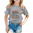 thumbnail image 2 of School Uniform Tshirts Children Alphabet Print Crewneck T Shirt Short Sleeve Wear Girls T Shirts Grey 1-2 Years, 2 of 4