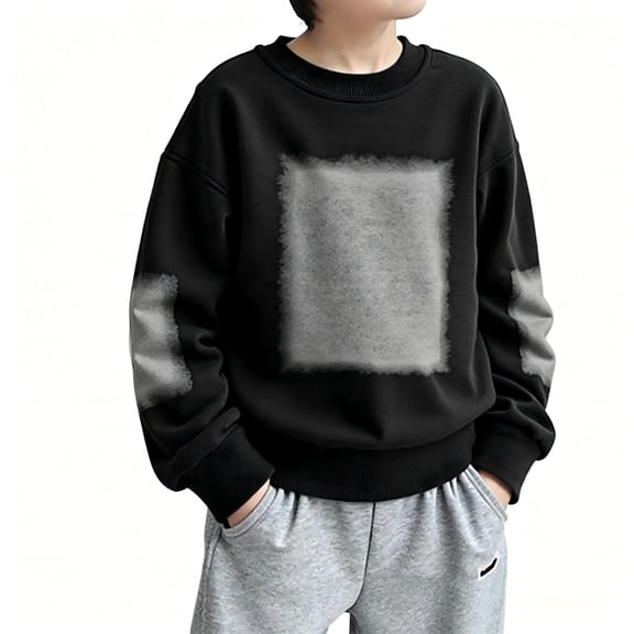 Boy Girl Pullover Sweatshirt - Long Sleeve Basic Plain Loose Sweater, Casual Outerwear Top for Everyday Wear