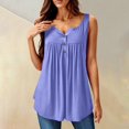 thumbnail image 2 of Cotton Tank Tops For Women, Tunic Dressy Casual Summer Button Short Sleeve Shirts Loose Fit Pleated Tank Top Spring Women 2025 Workout Tank Tops Basic Tees Tops Tunic Tops (5XL, Purple) ZMTing, 2 of 4