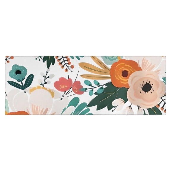 Pioneer Flower Floral Print Pattern Kitchen Rug Mat,Kitchen Runner Rugs Non Skid Washable,Decorative Kitchen Floor Mats for Kitchen,Sink,Laundry,17"X47"