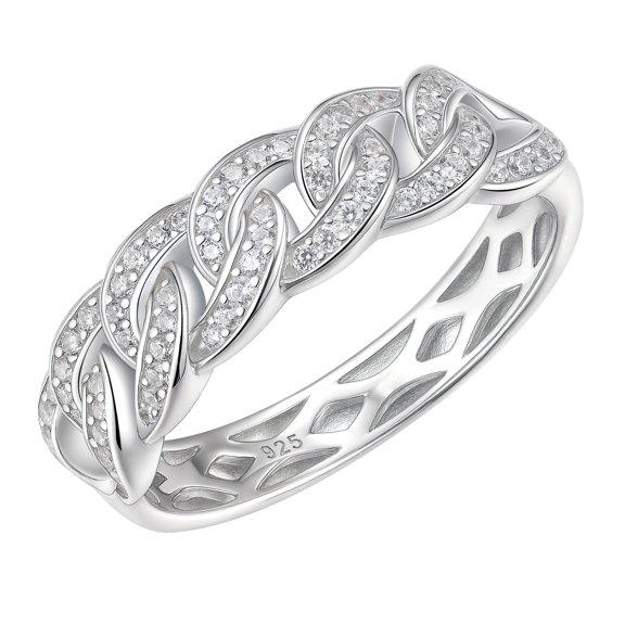 Wuziwen Wedding Band for Women Infinity Eternity Rings for Her Anniversary Stackable Rings 925 Sterling Silver CZ Size 7