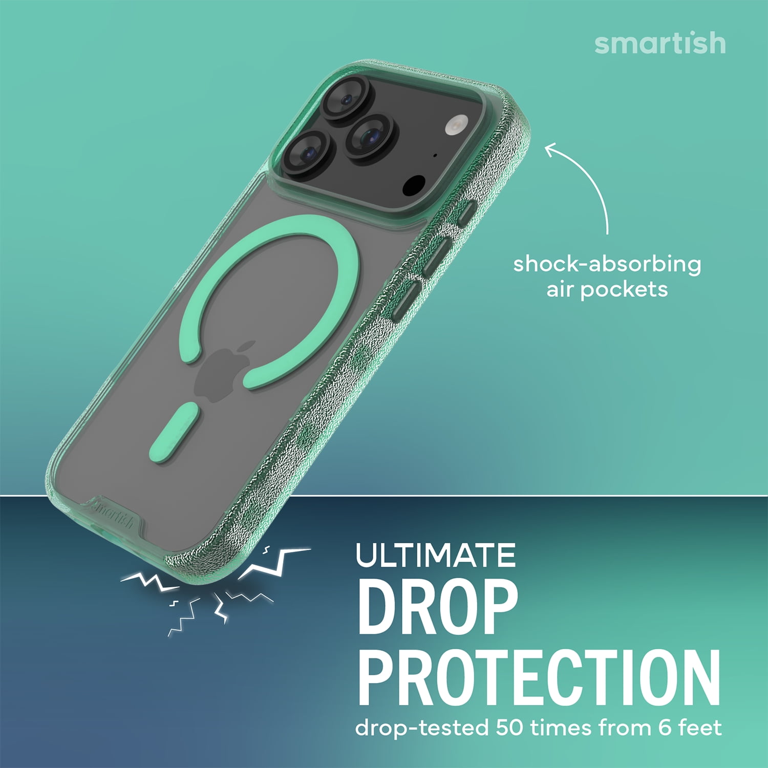 Smartish® iPhone 17 Pro MagSafe Clear Case - Gripmunk Magnetic Slim Case [Lightweight + Protective] Anti-Yellowing Thin Grip Clear Cover for Apple iPhone 17 Pro - Clearly Green