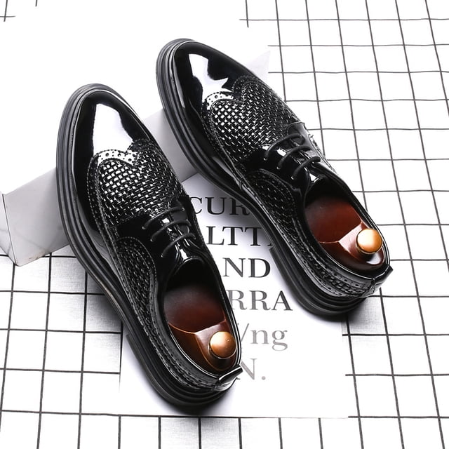 Zapatos formales de charol negro para hombre, zapatos de vestir Oxford elegantes de diseñador a la moda para hombre (27 cm)