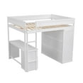 thumbnail image 3 of Space-Saving Solid Wood Loft Bed with Built-In Desk & Wardrobe White - Full, 3 of 5