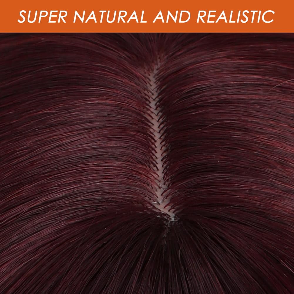 SUCS Short Burgundy Bob Wigs with Bangs,Short Straight Bob Wine Red Wigs for Women Hair Bob Cut Wig Shoulder Length Wig,Natural Looking Cosplay Daily Party Wig
