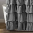 thumbnail image 2 of Farmhouse Shower Curtain Black and White Buffalo Plaid Pattern Fabric with Buttons & Gray Ruffles 72"x72", 2 of 6