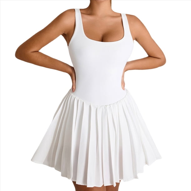 Falda Plisada para Yoga, Correr, Fitness, Tenis, Color Cisne, Talla L