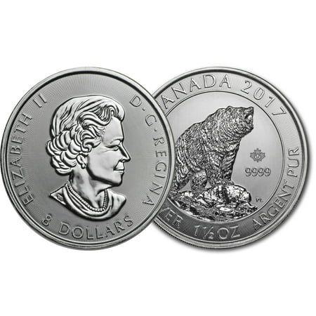Canadian Mint 1.5 Oz Silver Grizzly Bear Bullion Coin, 38 mm