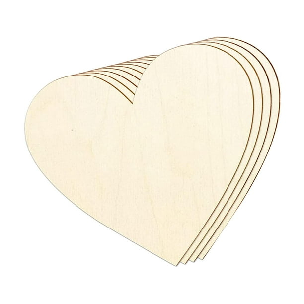 4PCS Wooden Hearts Cutouts Unfinished Wooden Heart Blank Slice