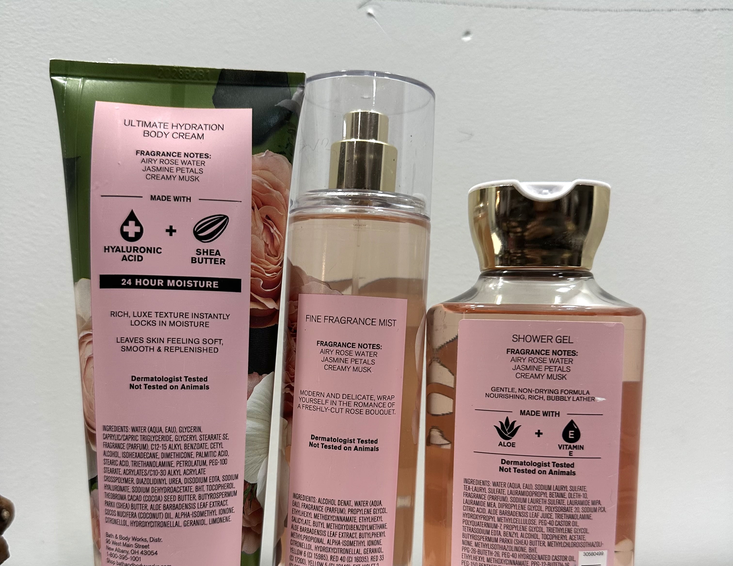 Bath & Body Works Rose Gift Set, Hydration Body Cream 8 oz, Mist 8