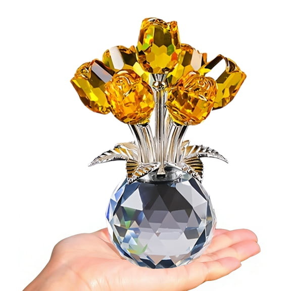 Colorful Glass Flower Figurines Spring Bouquet, Collectible Mom Grandma, Table Decoration