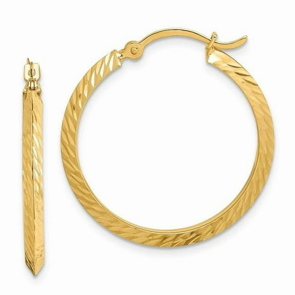 Primal Gold 14 Karat Yellow Gold Polished Diamond-cut Hoop Earrings