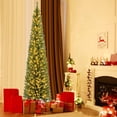 thumbnail image 2 of Costway 8 FT Pencil Christmas Tree with 671 Memory Wire Branch Tips 250 LED Lights for Home, 2 of 10