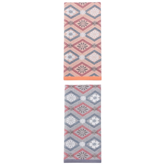 Unique Bargains Cotton Floral Jacquard Hand Towel Absorbent Towel Orange/Blue 29" x 13"