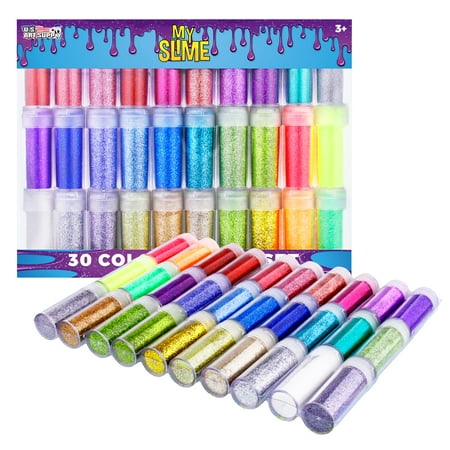 - U.S. Art Supply Crazy Colors 30 Color Deluxe Glitter Shake Jars Set Kit - Extra Fine Glitter in Large 10 Gram Bottles