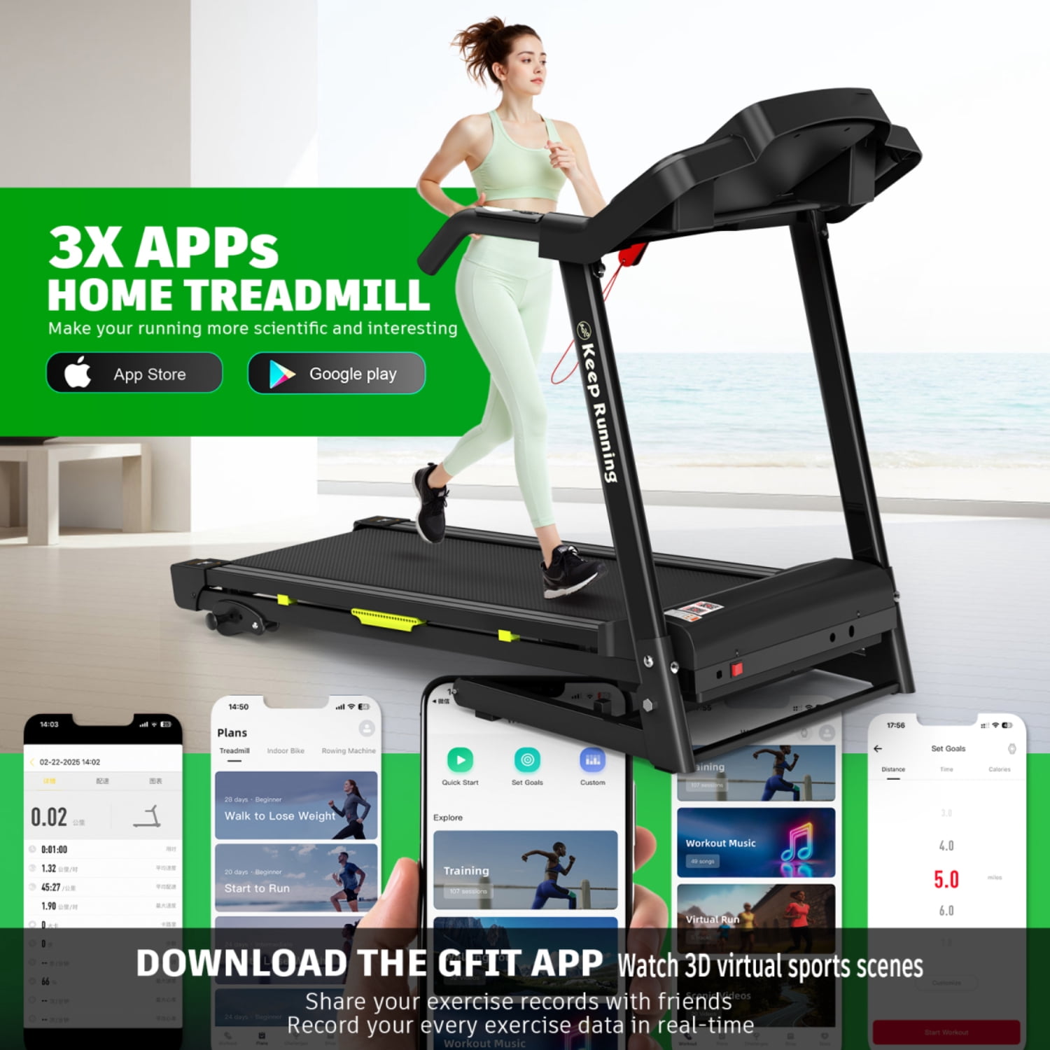 3.5HP Foldable Treadmill with Incline, 330LB Capacity, Handrail Speed Control, 12 Programs, LED Display, Pulse Monitor, Space-Saving Design with Cup & Pad Holders