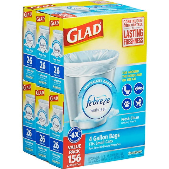 Glad 4 Gal. White Fresh Clean OdorShield Quick-Tie Small Trash Bags (26-Count)
