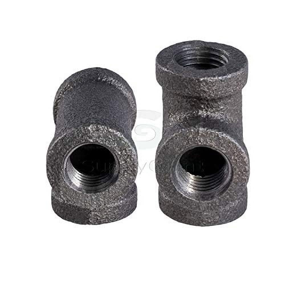 Supply Giant BMTE0018 High Pressure Black Malleable Tee Fitting with Female Threaded Connections, 1/8"