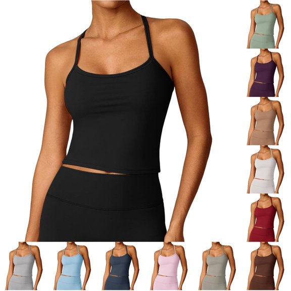 HAYIMI Women Soft Tank Tops For Gym Yoga Running And Outdoor Workout Comfortable Sleeveless Gym Tops For Summer Round Neck Solid Color Birthday Camisole
